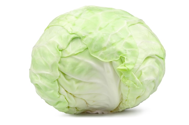 Whole fresh cabbage isolated on white background with clipping path