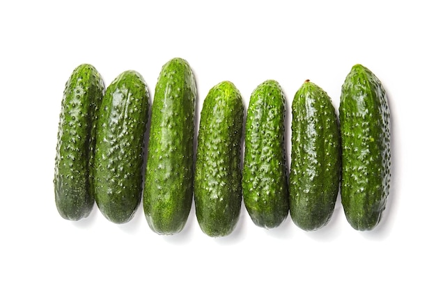 Whole gherkins isolated on white background