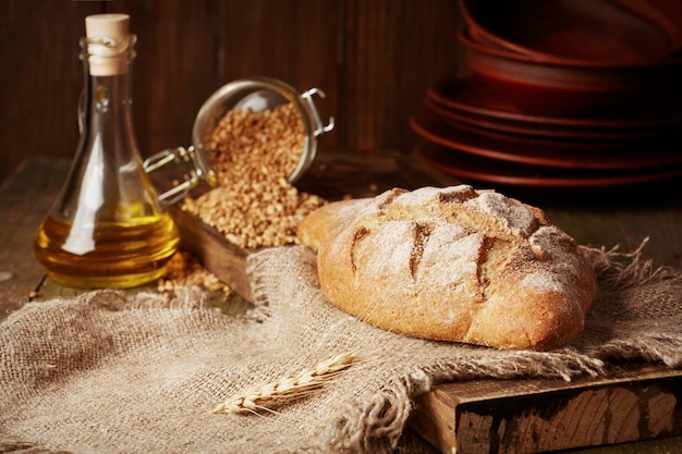 Whole grain bread rustic with wheat