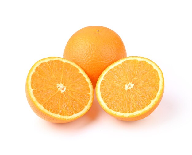 Whole and half Orange isolated on white background