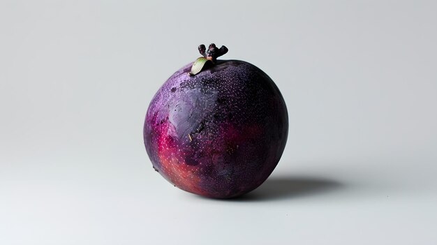 Photo whole mangosteen fruit with bright purple surface on light background