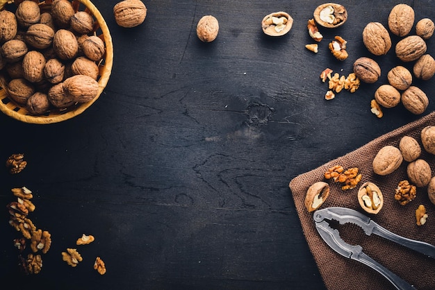 Whole nuts on the Wooden black board