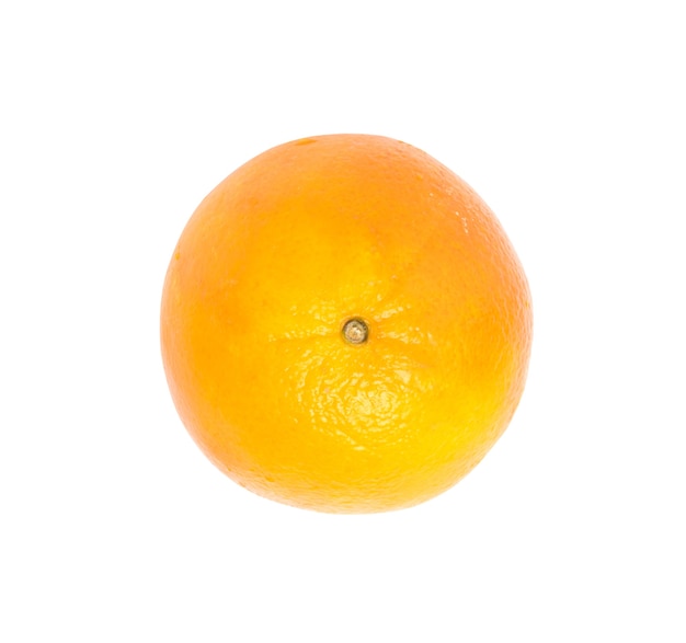 Whole Orange Fruit Isolated on White surface Closeup Top View with Clipping Path