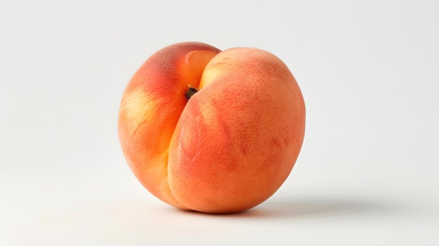 Whole Pitted Peach with Bright Surface on White Background