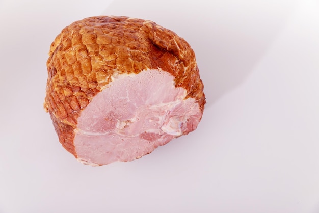 Whole pork ham isolated on white background Meat meal