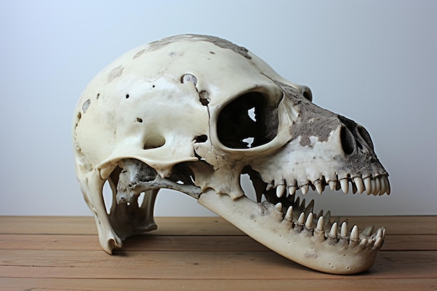 Whole raw seal skull with arctic habitat