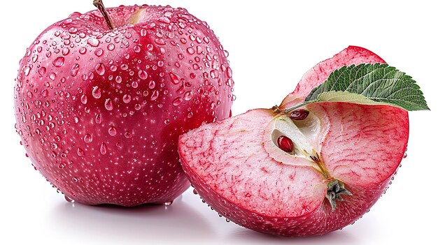 Whole red apple isolated on a plain white background