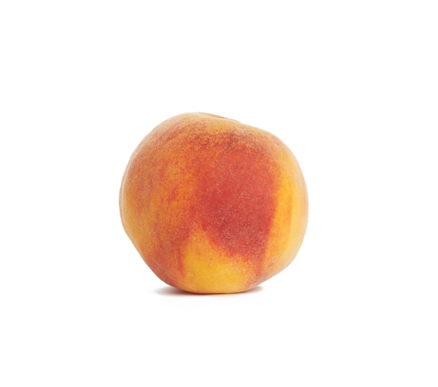 Photo whole ripe red peach isolated on a white background, close up