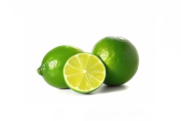 Whole and slice lime isolated on white background