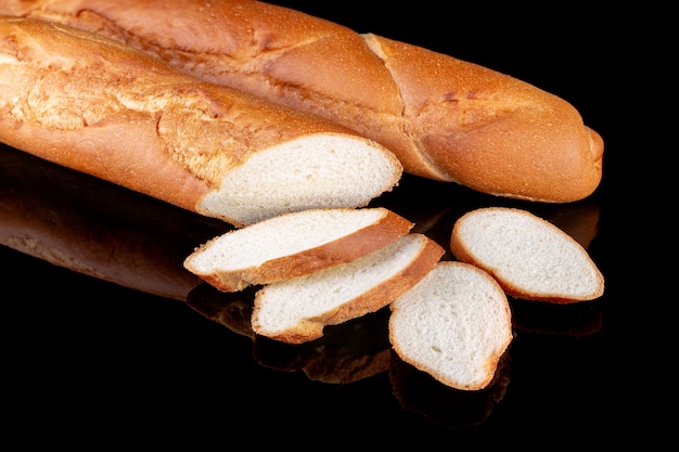 Whole and Sliced Baked Fresh French Baguette Bread