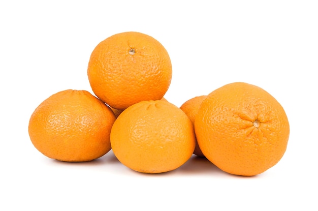 Whole tangerines on white background