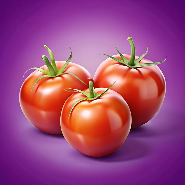 Whole tomatoes on purple surface