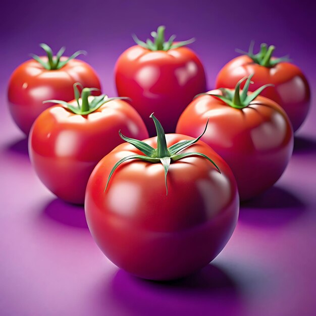 Whole tomatoes on purple surface