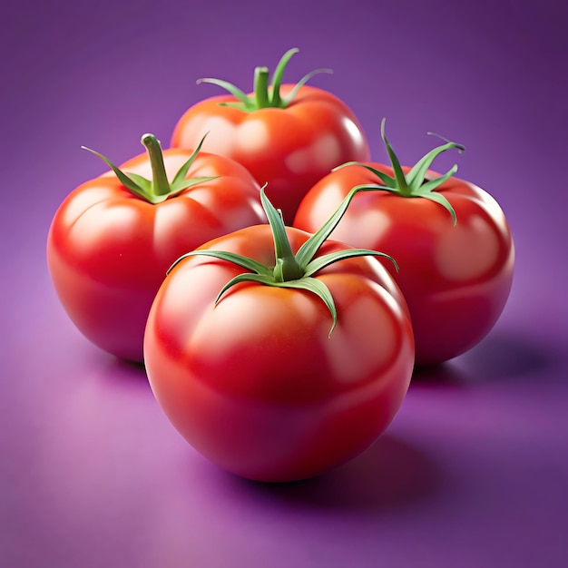 Whole tomatoes on purple surface