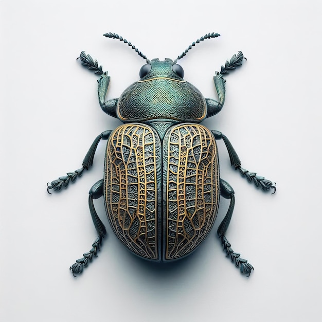 whole view of a Leaf beetles on white background view from above