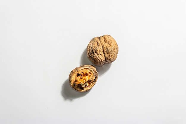 Whole walnut isolated on white