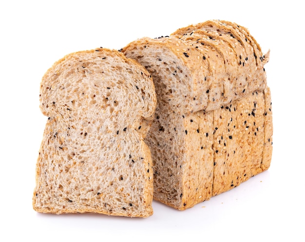 Whole wheat bread isolated on white background