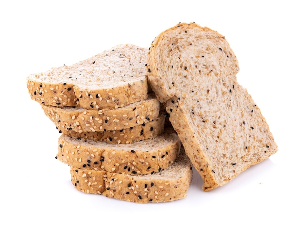 Whole wheat bread isolated on white background