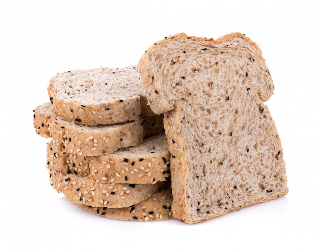 Whole wheat bread isolated on white