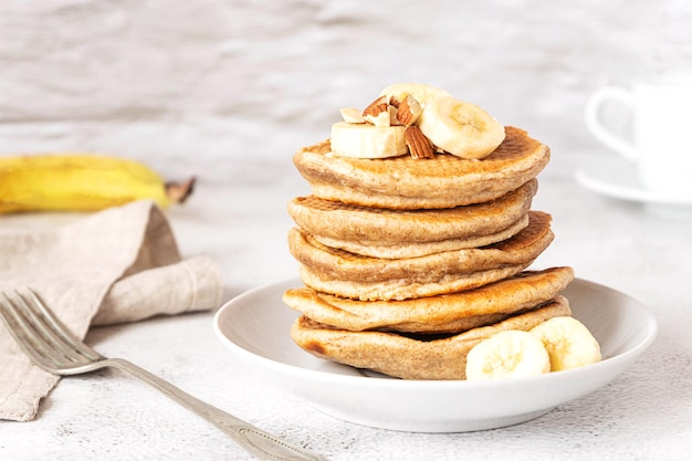 Wholegrain pancakes with banana delicious breakfast