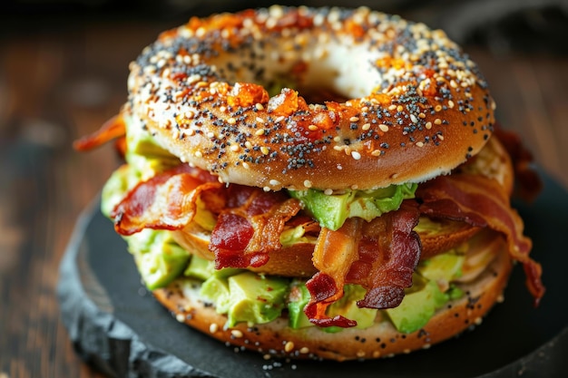 Wholesome Bagel avocado bacon Generate Ai