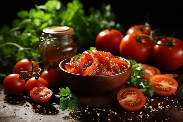 Wholesome Tomato Sauce Meal on the Table Background