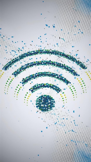 Photo wi fi internet access hotspot symbol made from dot particles abstract wifi wireless network connec