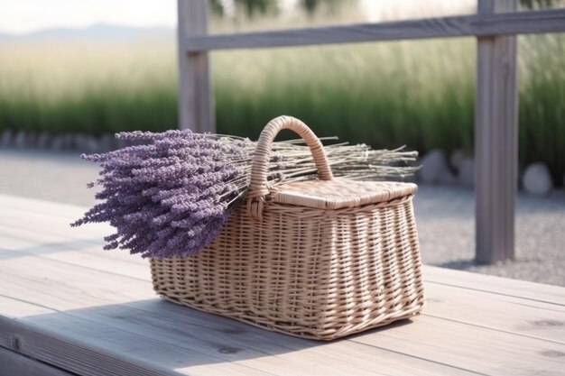 Wicker bag lavender basket Season herb Generate Ai