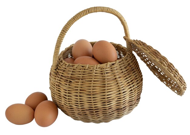 Wicker basket full of eggs Png file Craft and farm products