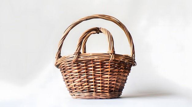 Wicker basket isolated Vintage basket on white background Generative AI