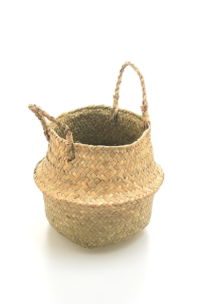 wicker basket on white background