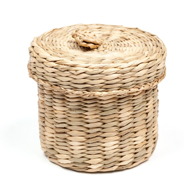 Wicker basket on white