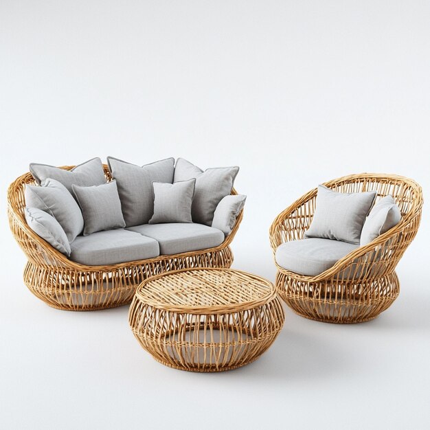 Photo a wicker basket with a cushion that says  a  on it