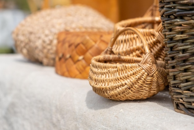 Wicker baskets made of wicker handmade Old craft