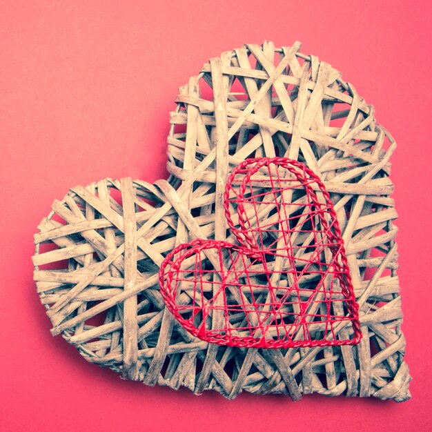 Wicker heart ornament with heart shaped box