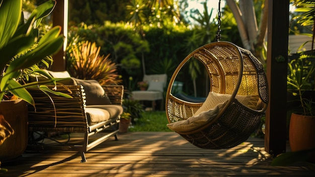 A Wicker Swing In The Afternoon Sun