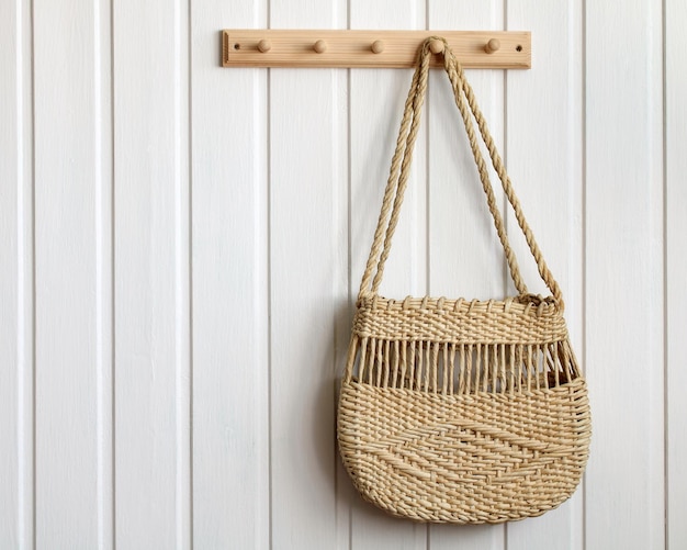 A wicker womenaposs summer bag A concept without plastic