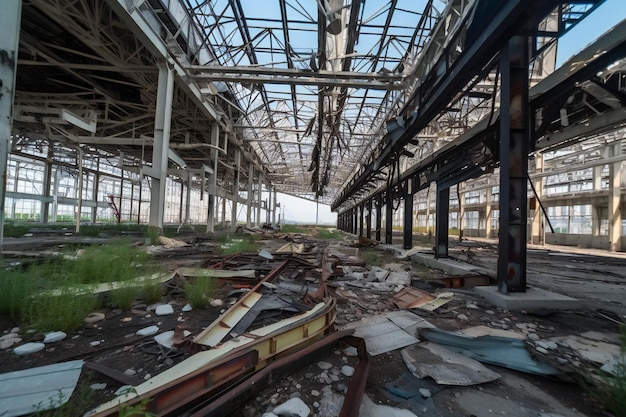 Wide angle view of airport ruins arts architecture outdoor