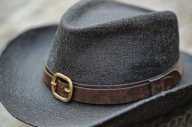 Wide brim fedora hats with belt buckle unisex style