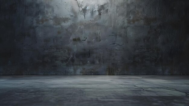 Wide dark concrete studio room background with low lighting for product display or m Generative AI