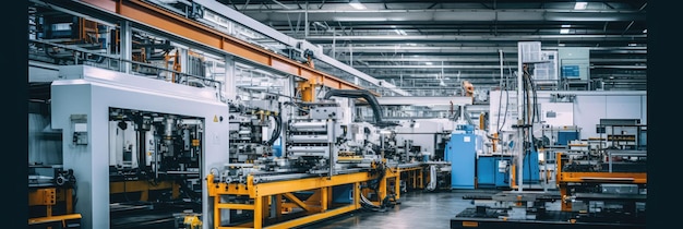 Wide format CNC machine tools at work in a modern factory