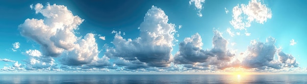 wide landscape of a grassy field under a bright blue sky with fluffy white clouds