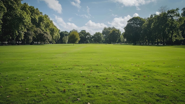 Photo wide open grassy area in a public park perfect for recreational activities