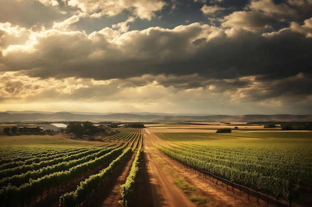 Wide Open Landscape with Vineyards Generative AI