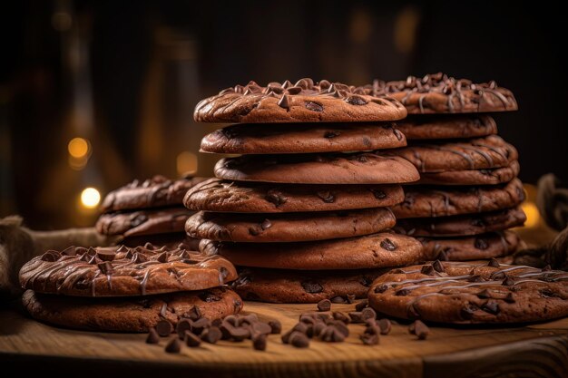 wide selective closeup shot of a stack of baked