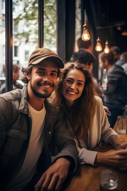 A wide shot photo of 3 Gen Z travelers being super happy