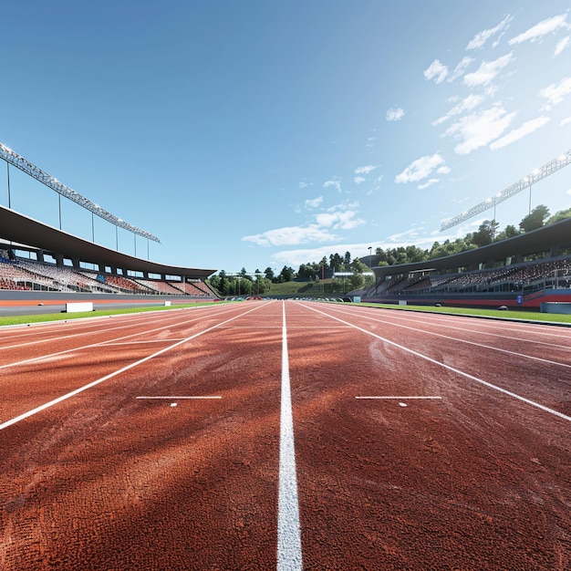 Wide Shot of Tennis Court with Sky Background Athletic Track and Field Event