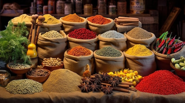 Wide variety spices and herbs Generative AI