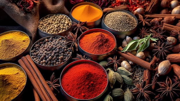 Wide variety spices and herbs Generative AI