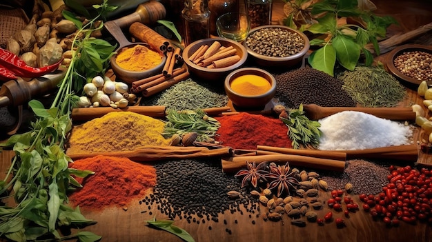 Wide variety spices and herbs Generative AI